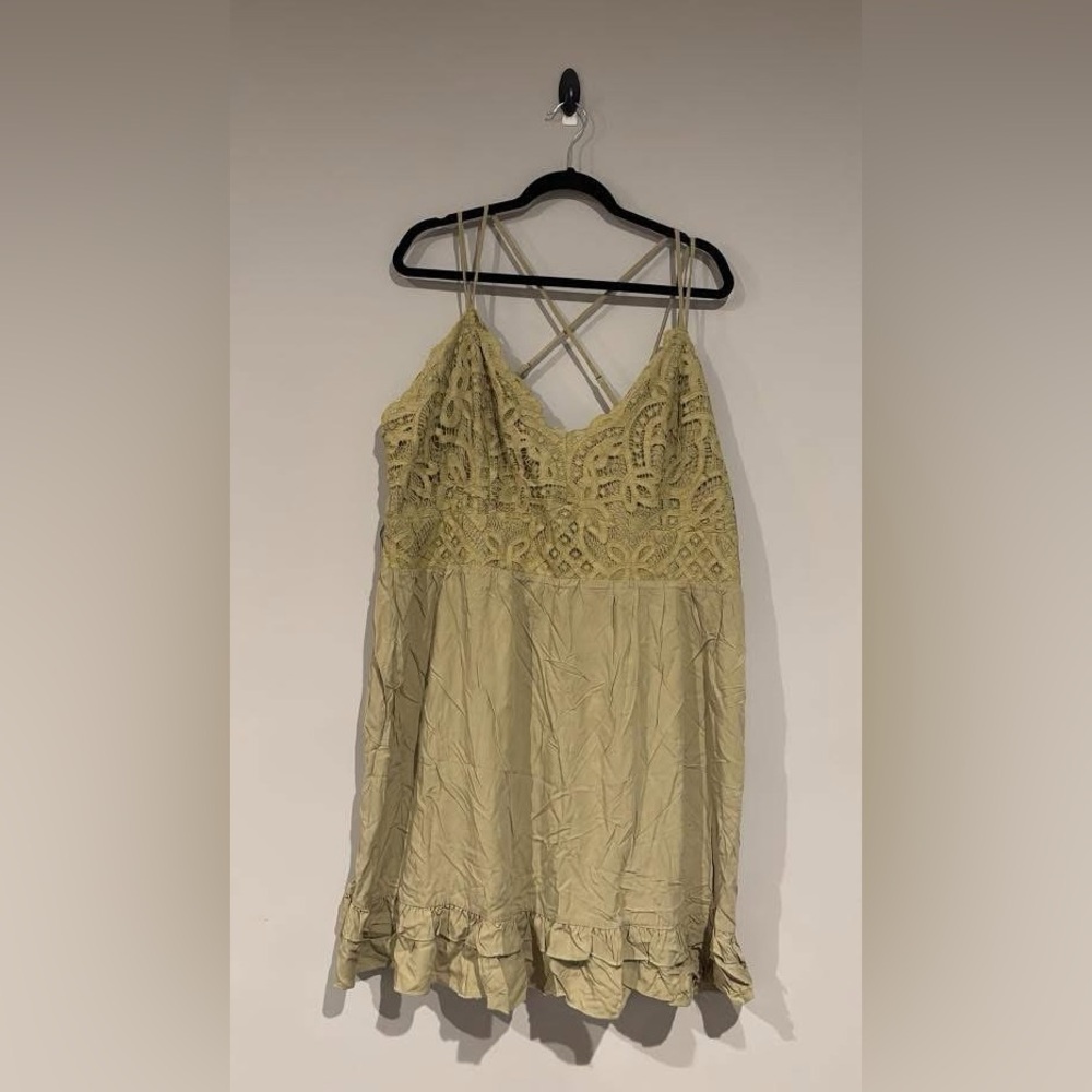 Heyson 3xl Crochet Lace Trim Spaghetti Strap Dress in Sage NWT - Picture 1 of 3